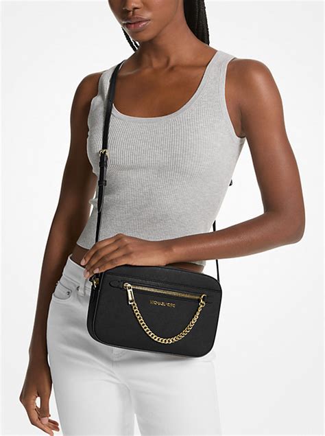 michael kors jet set large studded saffiano leather crossbody|bandolera jet set michael kors.